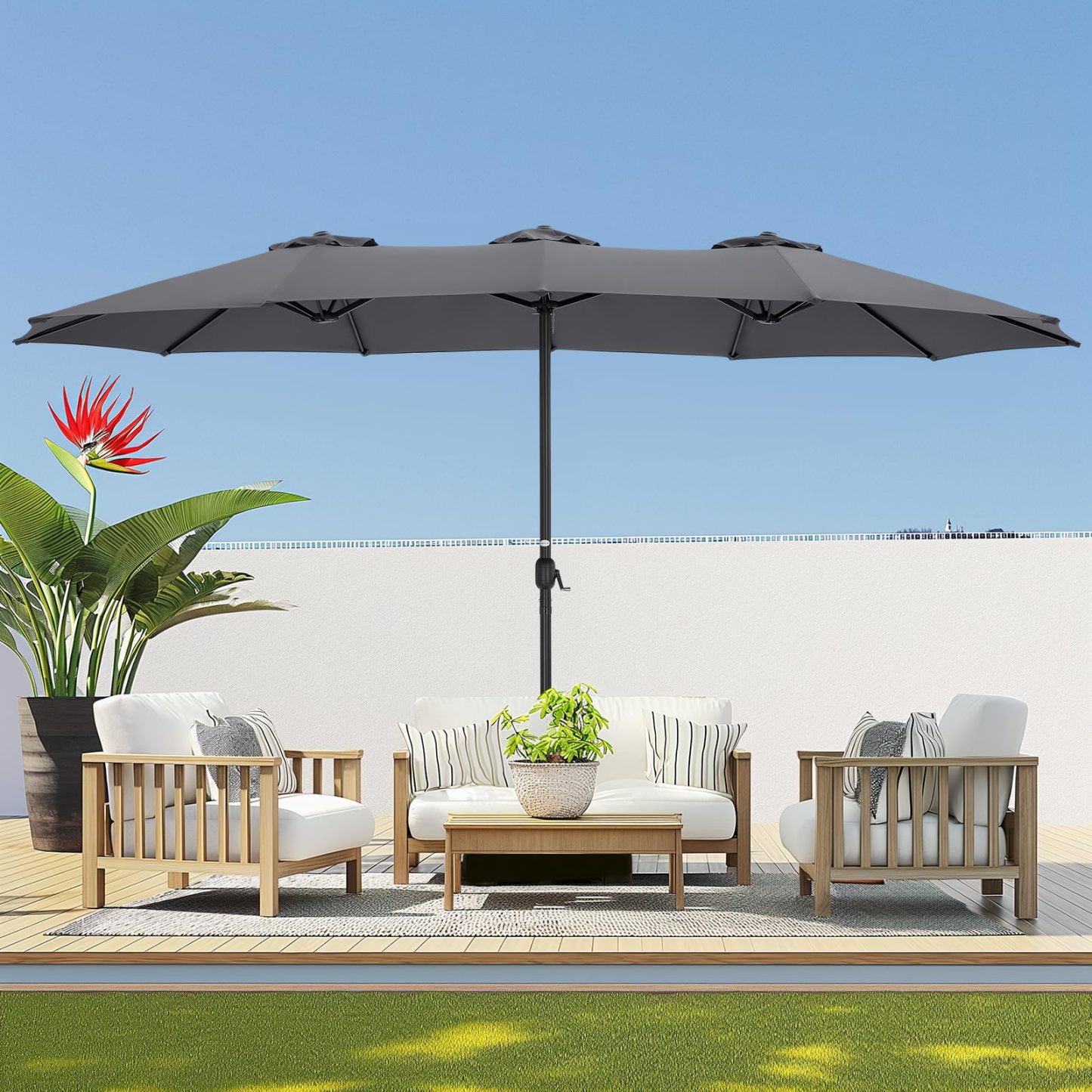 HOMSHADE Double-Sided 15ft Outdoor Umbrellas 