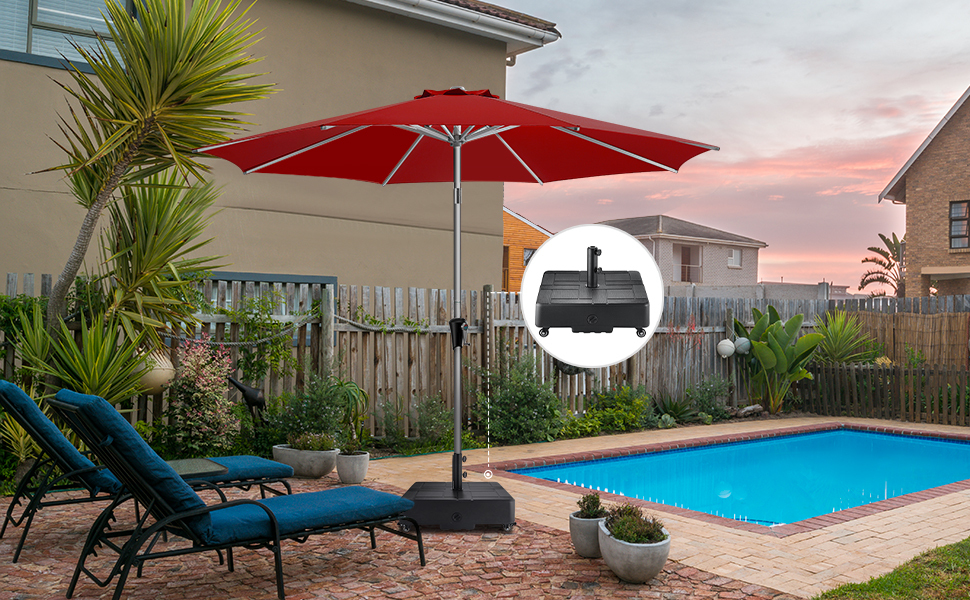 HOMSHADE  Patio Umbrella Stand Base with Wheels