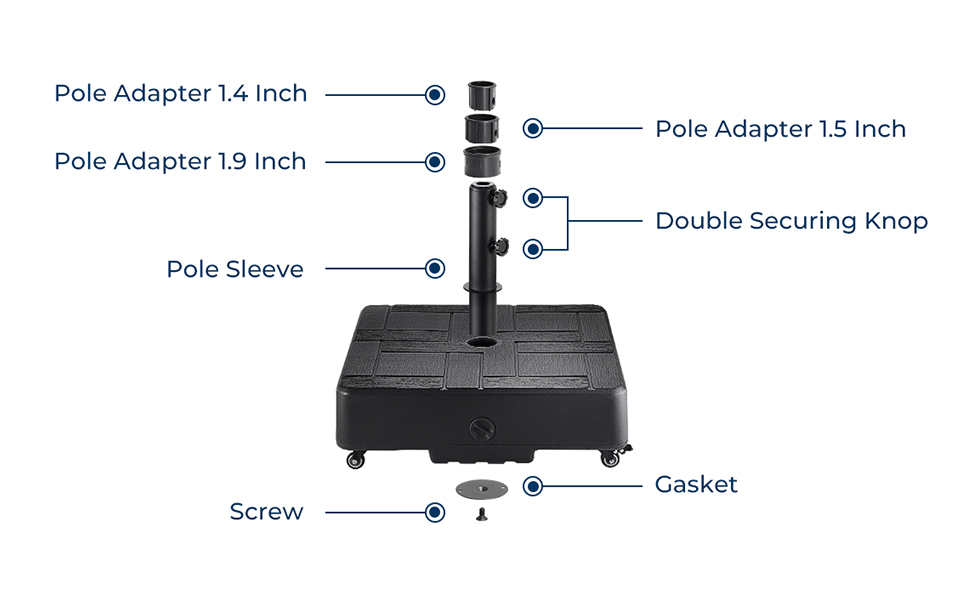 HOMSHADE  Patio Umbrella Stand Base with Wheels