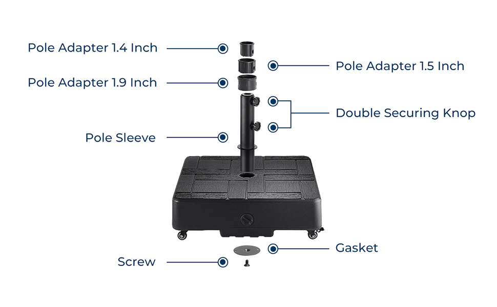 HOMSHADE  Patio Umbrella Stand Base with Wheels