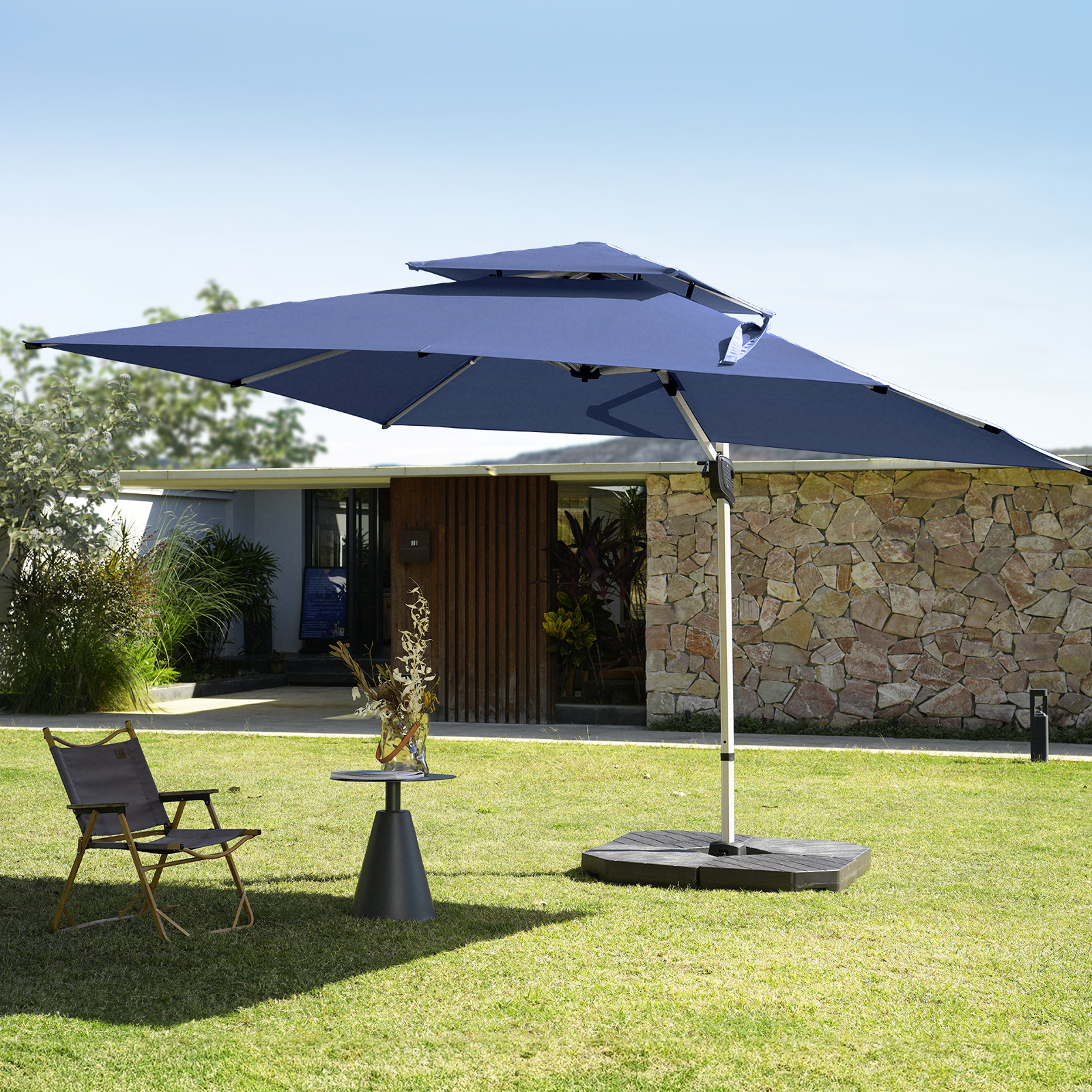 HOMSHADE Upgraded Rectangle Offset Roman Umbrella