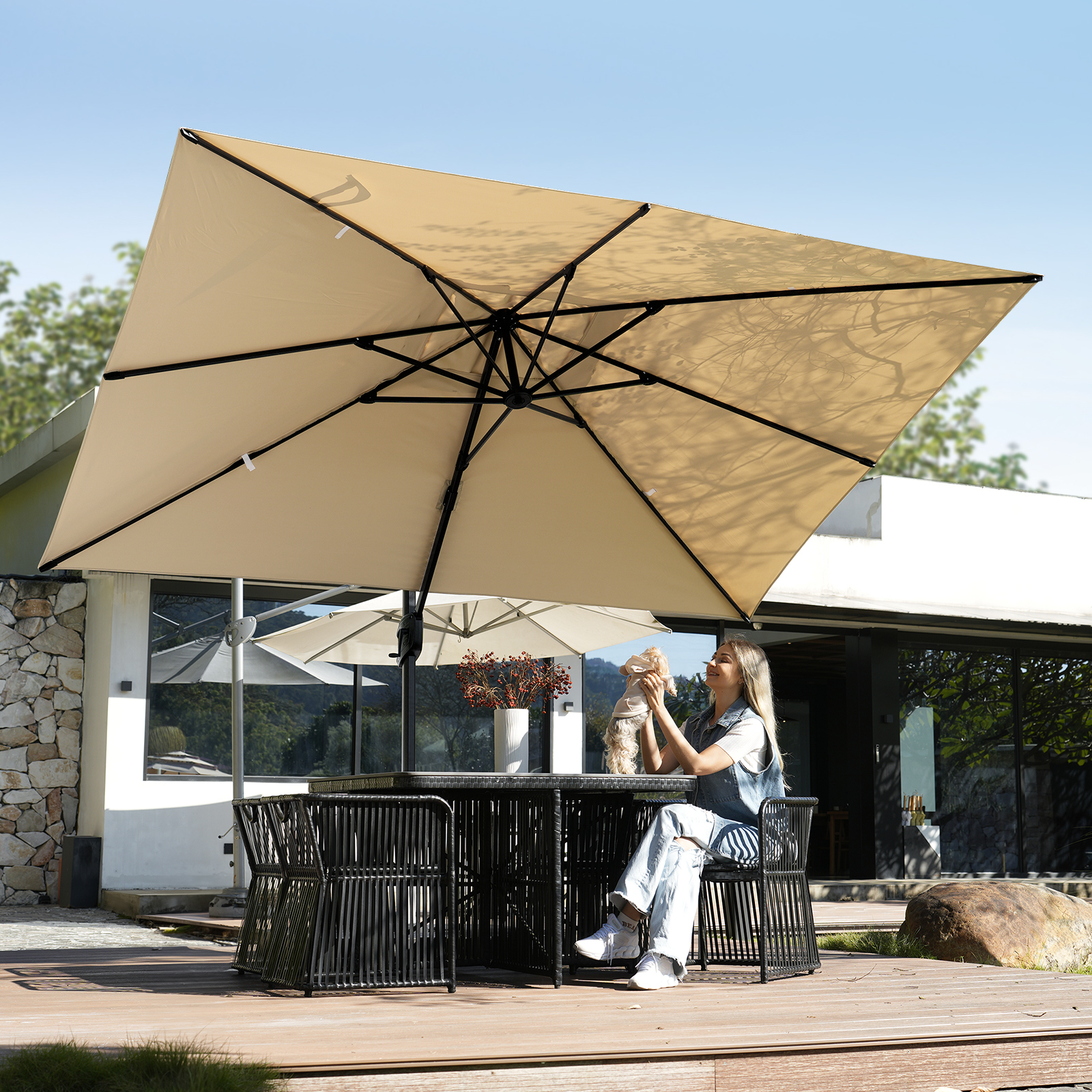 HOMSHADE Rectangle Offset Roman Umbrella