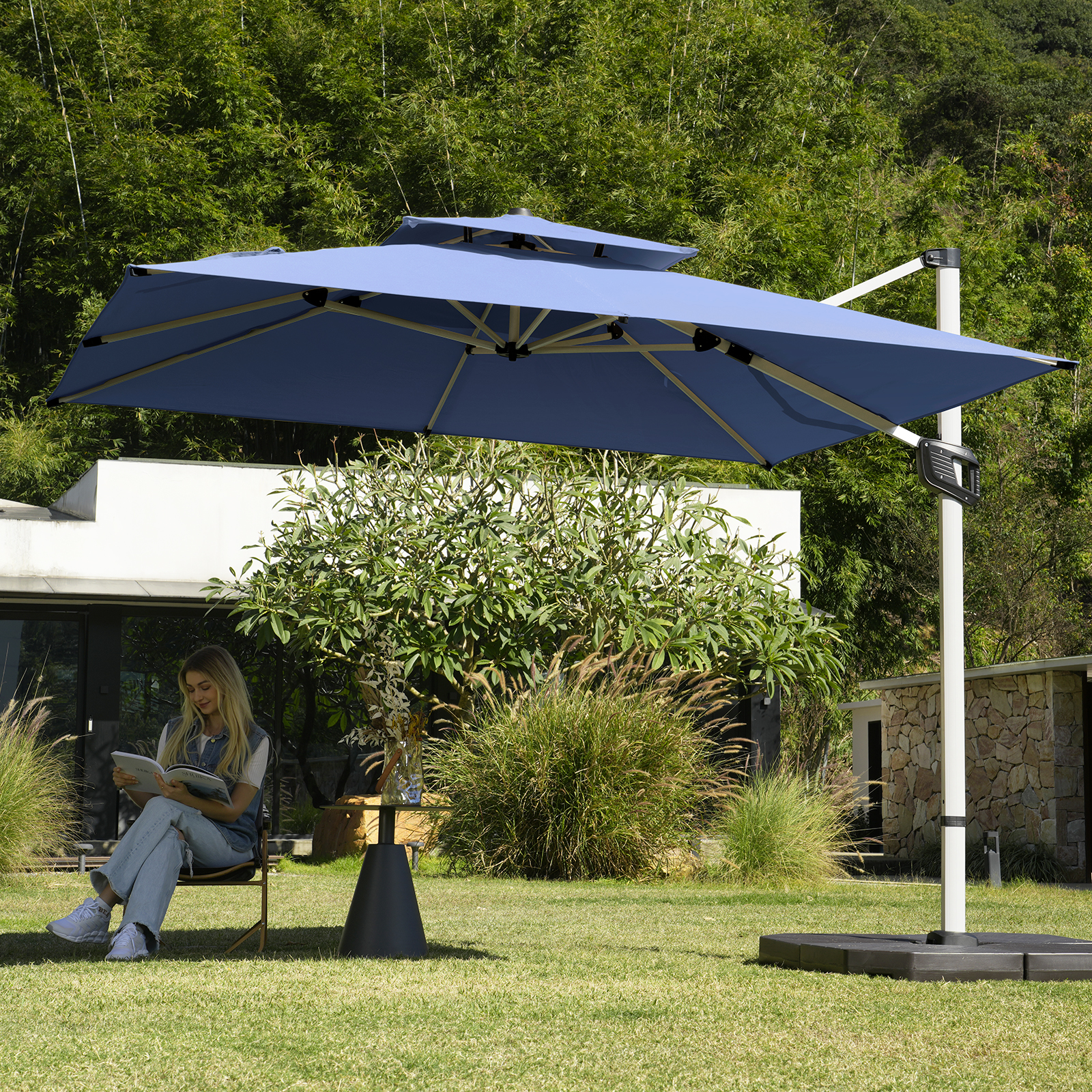 HOMSHADE Upgraded Rectangle Offset Roman Umbrella