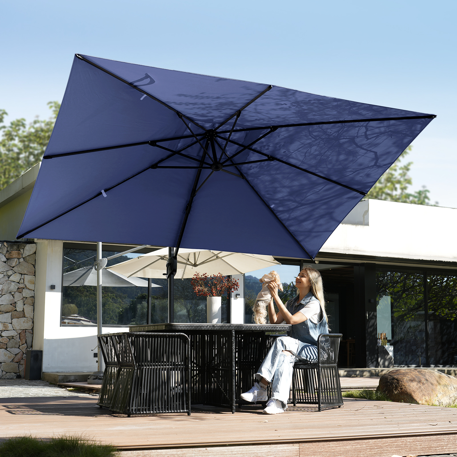 HOMSHADE Rectangle Offset Roman Umbrella