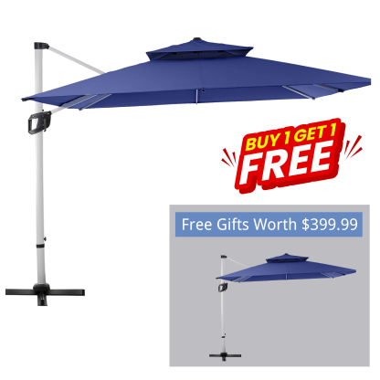 HOMSHADE Aluminum Outdoor Patio Umbrella Square Cantilever Telescopic Umbrellas