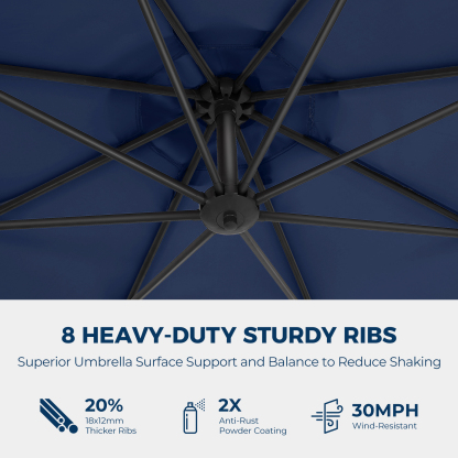 HOMSHADE Economical 10' Offset Outdoor Umbrella