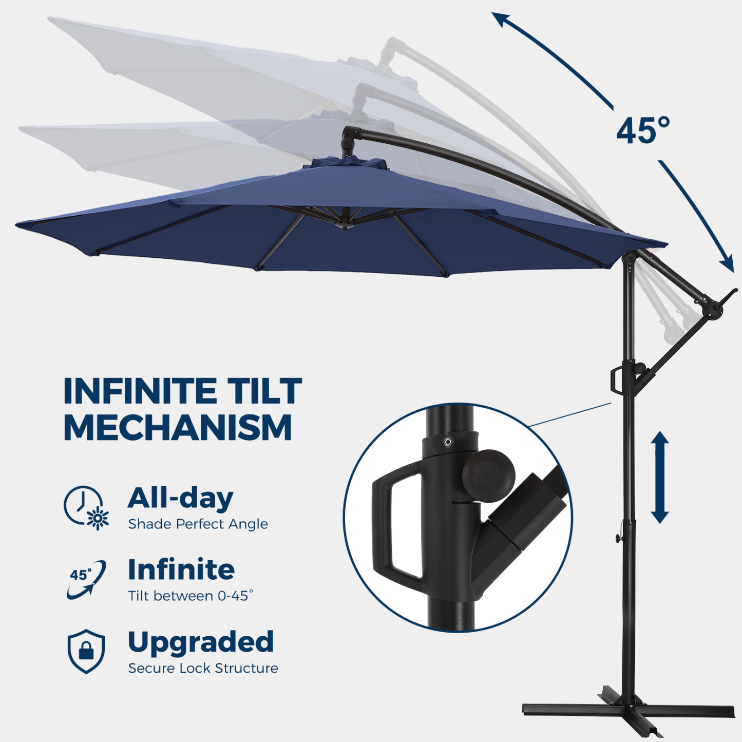 HOMSHADE Economical 10' Offset Outdoor Umbrella