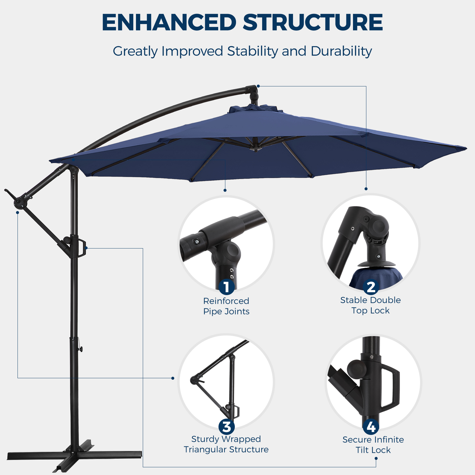 HOMSHADE Economical 10' Offset Outdoor Umbrella