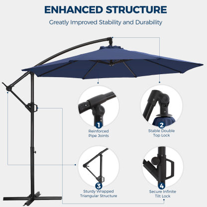 HOMSHADE Economical 10' Offset Outdoor Umbrella