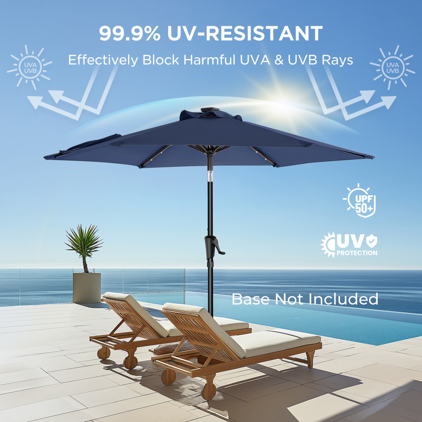 HOMSHADE 7.5/ 9/ 10ft Outdoor Umbrellas With Lights