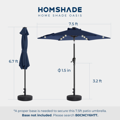 HOMSHADE 7.5/ 9/ 10ft Outdoor Umbrellas With Lights