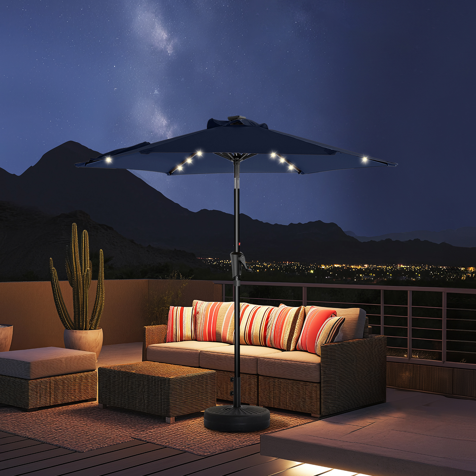 HOMSHADE 7.5/ 9/ 10ft Outdoor Umbrellas With Lights