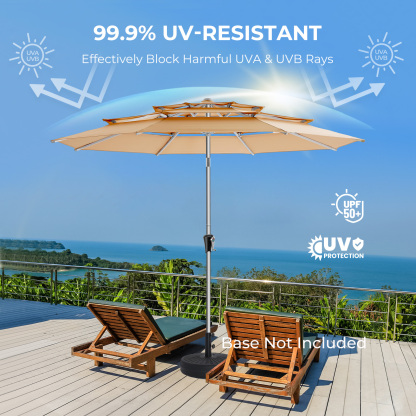 HOMSHADE 9ft Aluminum Patio Umbrella With Push Button Tilt 