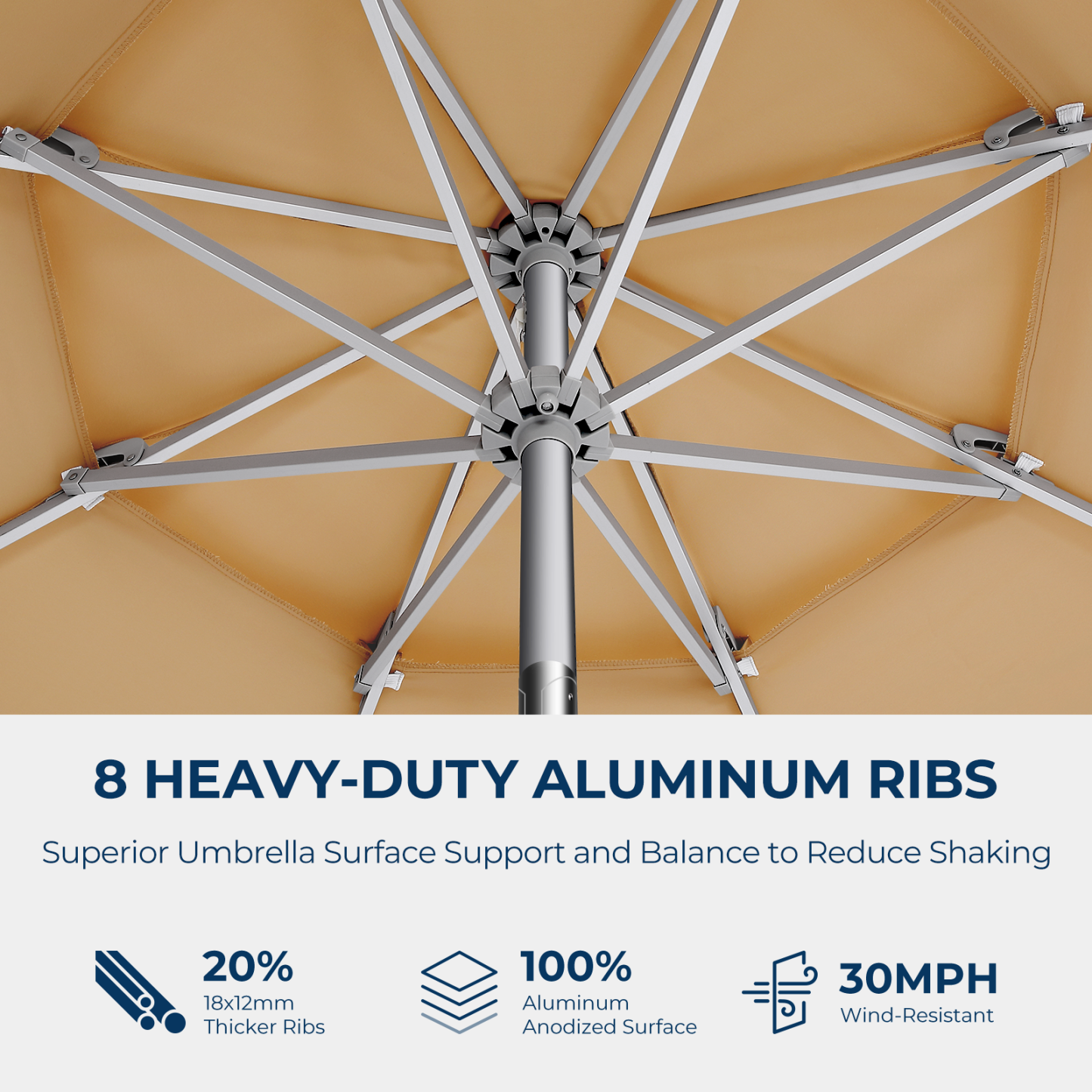 HOMSHADE 9ft Aluminum Patio Umbrella With Push Button Tilt 