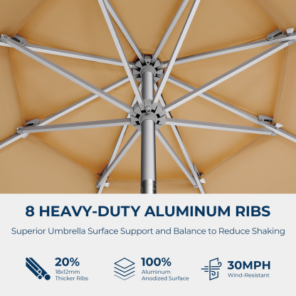 HOMSHADE 9ft Aluminum Patio Umbrella With Push Button Tilt 