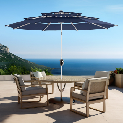 HOMSHADE 9ft Aluminum Patio Umbrella With Push Button Tilt 
