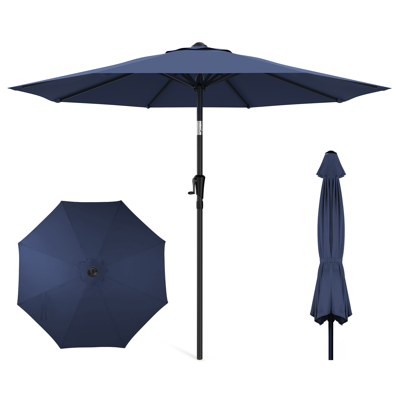 HOMSHADE Round Outdoor Market Patio Umbrella 
