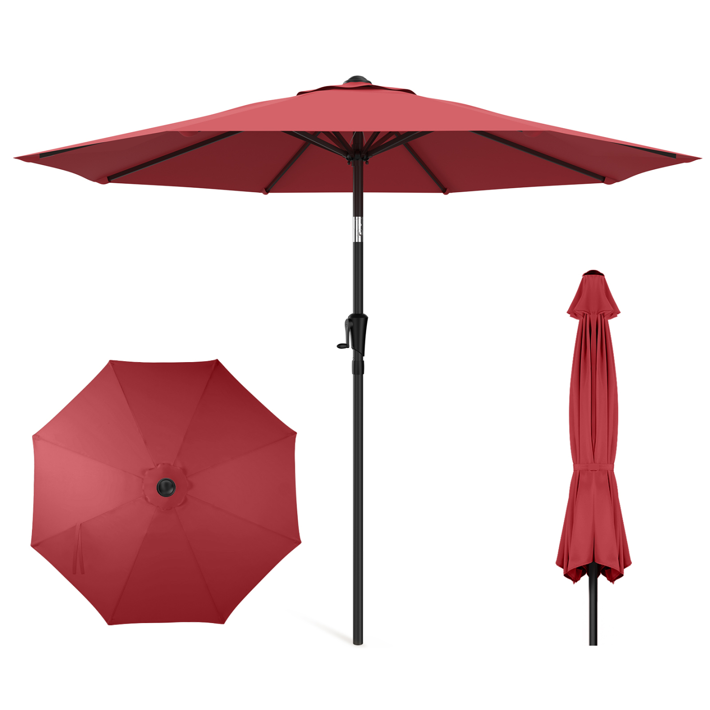 HOMSHADE Round Outdoor Market Patio Umbrella