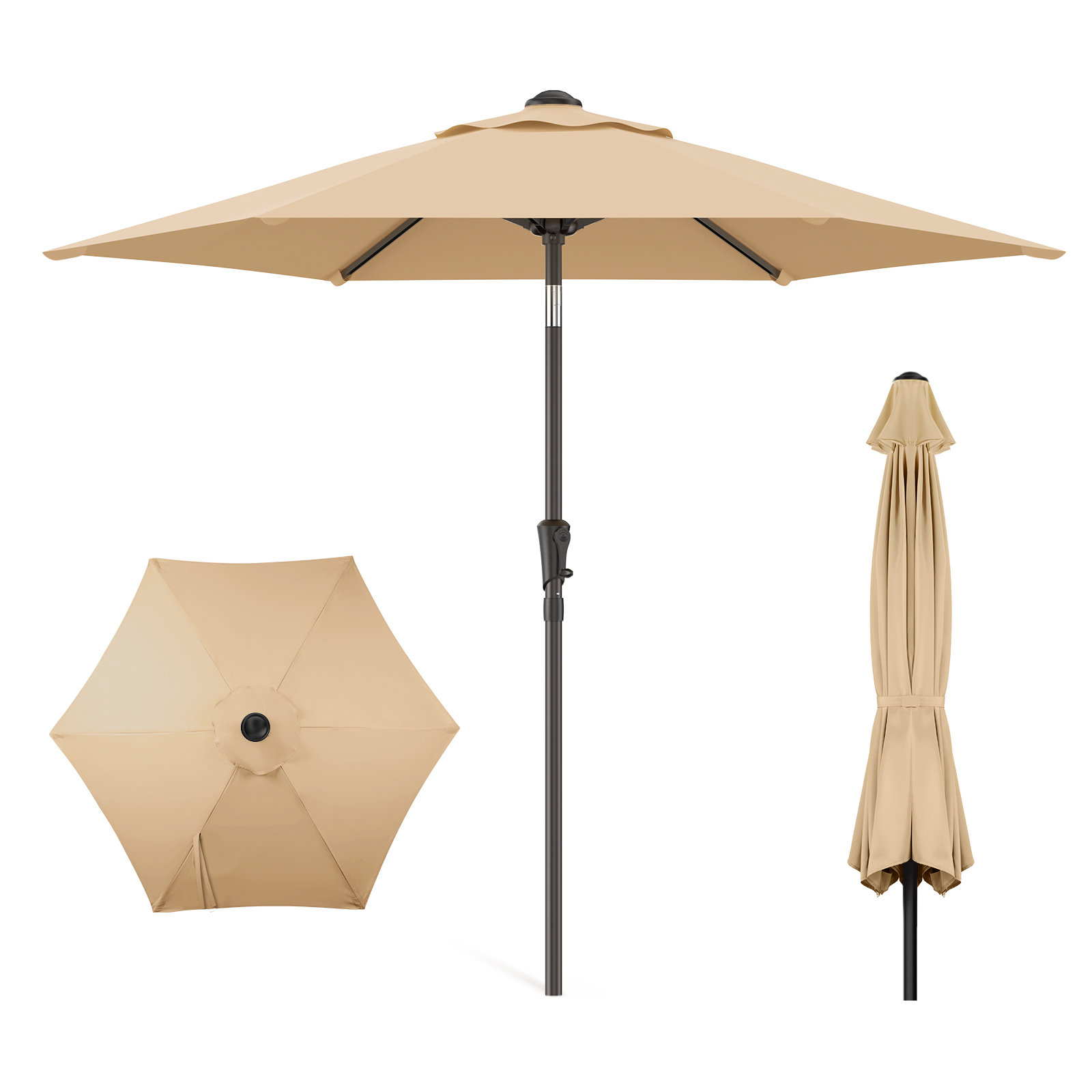 HOMSHADE Round Outdoor Market Patio Umbrella 
