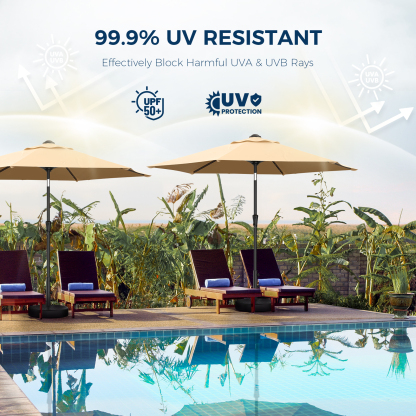 HOMSHADE Round Outdoor Market Patio Umbrella 