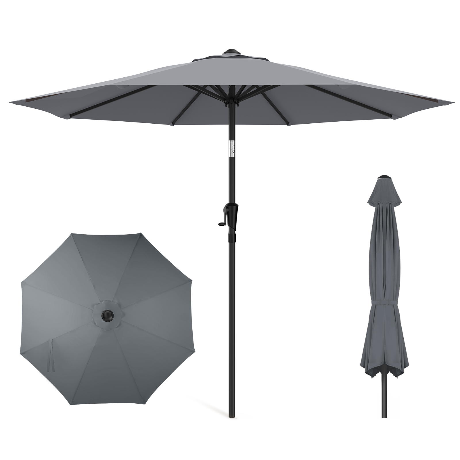 HOMSHADE Round Outdoor Market Patio Umbrella 
