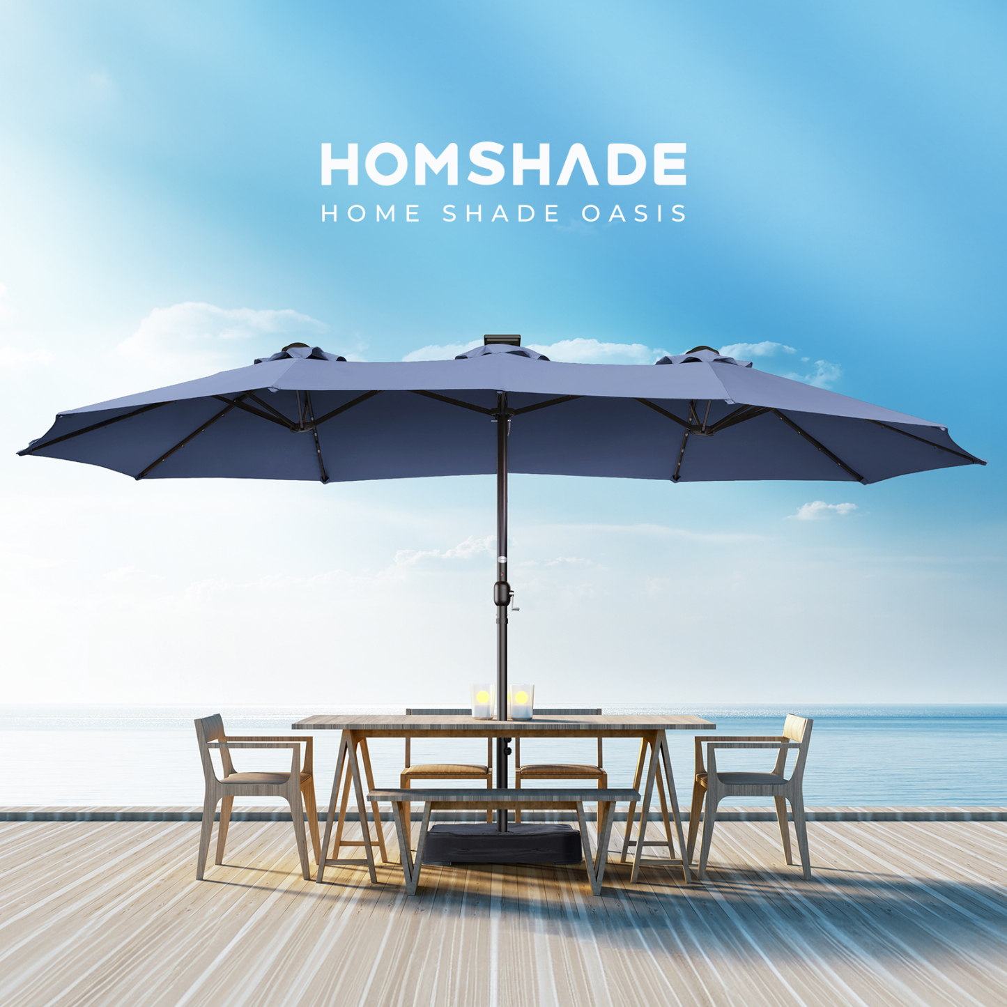 HOMSHADE Round Outdoor Umbrellas With Lights