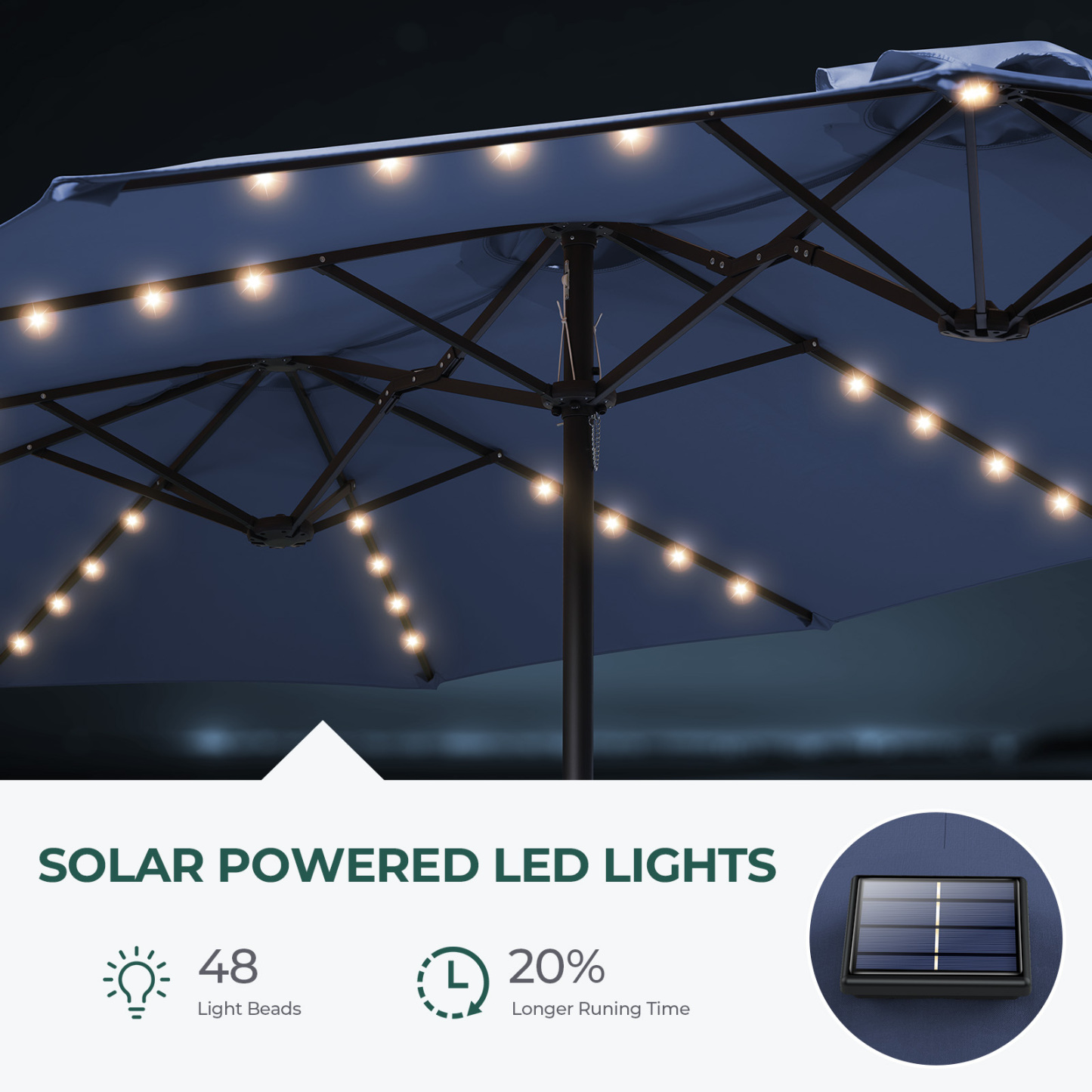 HOMSHADE Round Outdoor Umbrellas With Lights