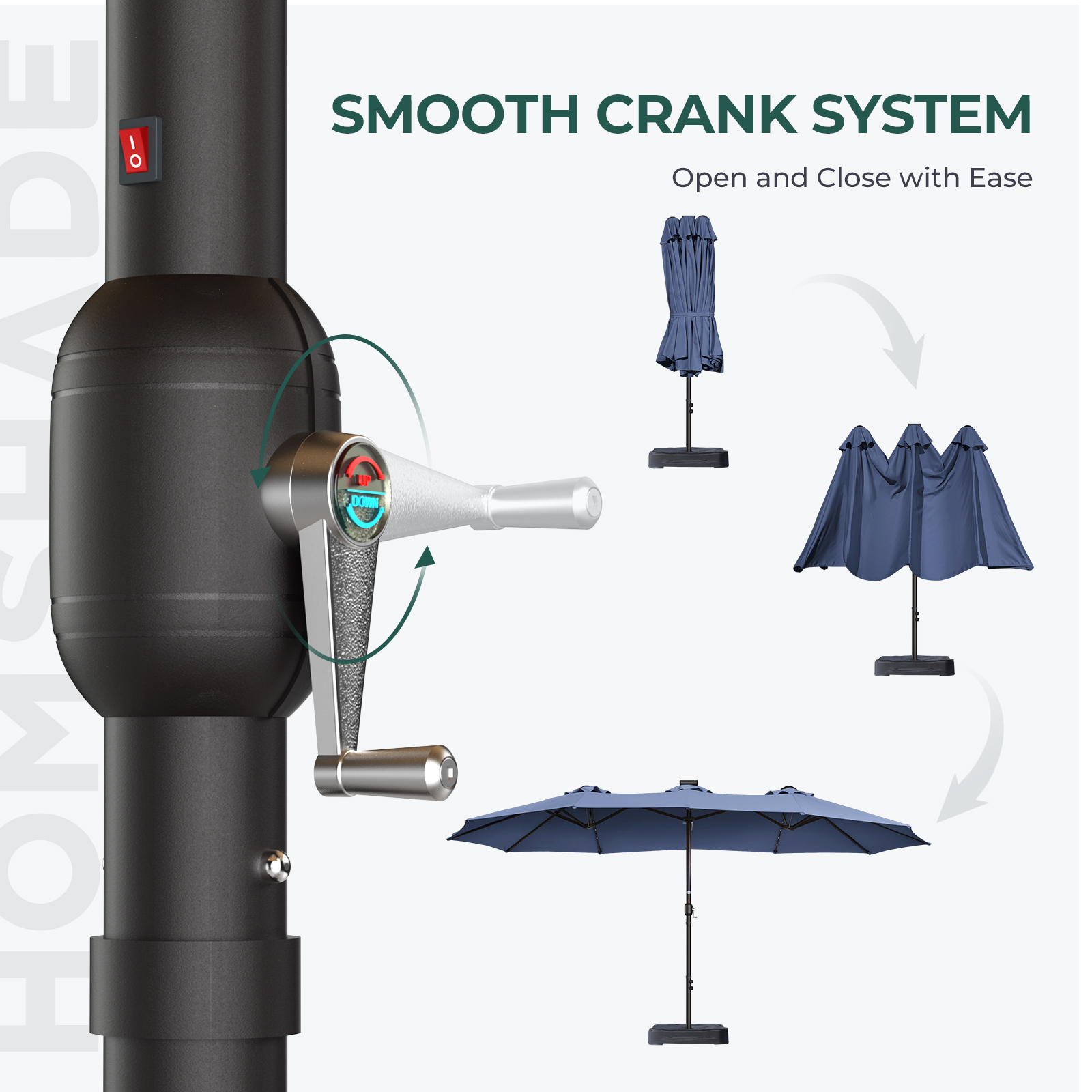 HOMSHADE Round Outdoor Umbrellas With Lights