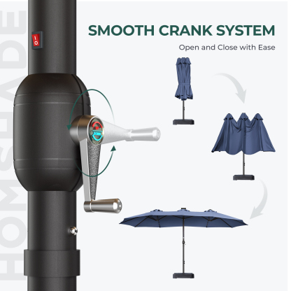 HOMSHADE Round Outdoor Umbrellas With Lights