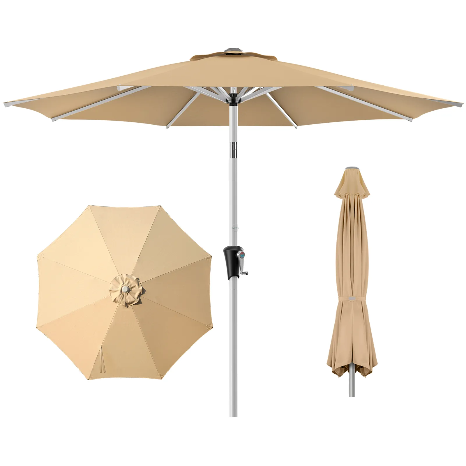 HOMSHADE Patio Umbrella With Full Aluminum Frame