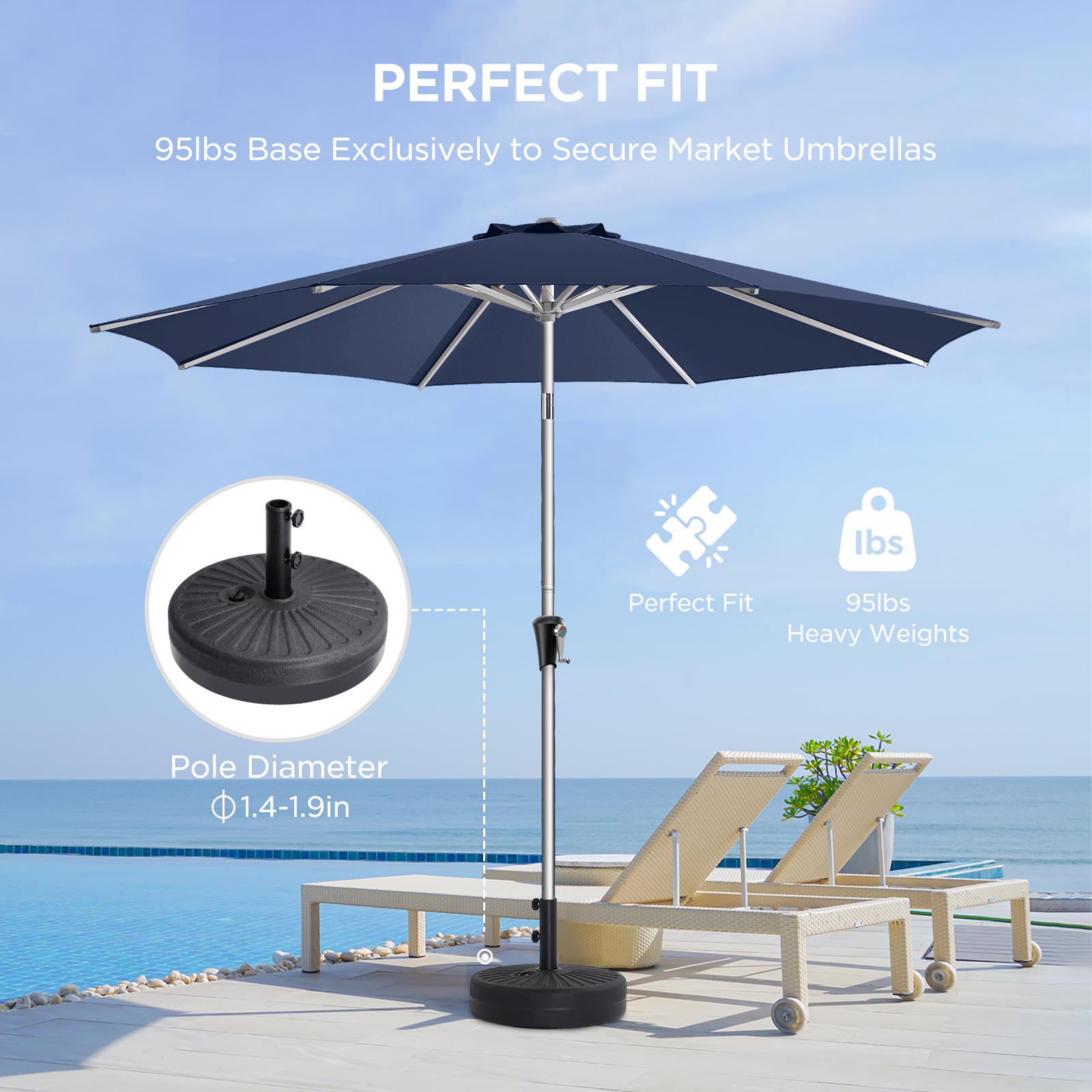 HOMSHADE Round Umbrella Base 