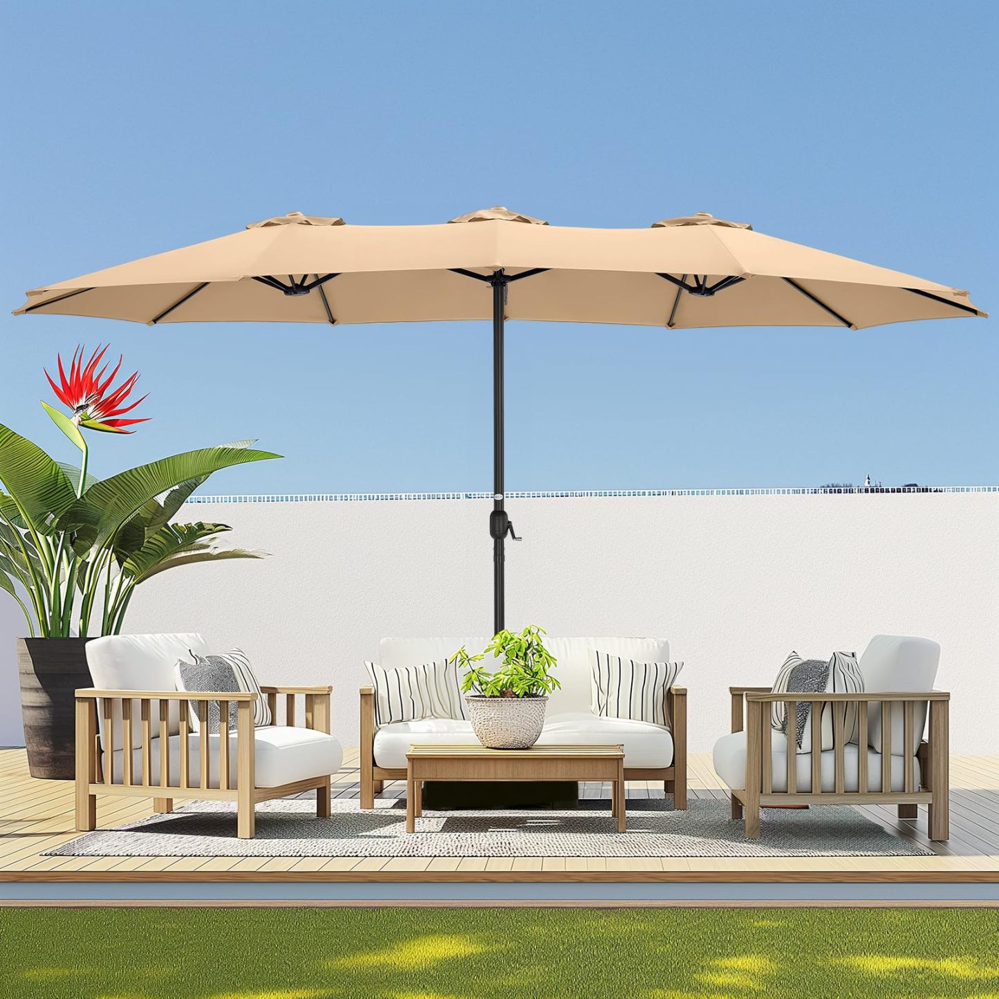 HOMSHADE Double-Sided 15ft Outdoor Umbrellas 