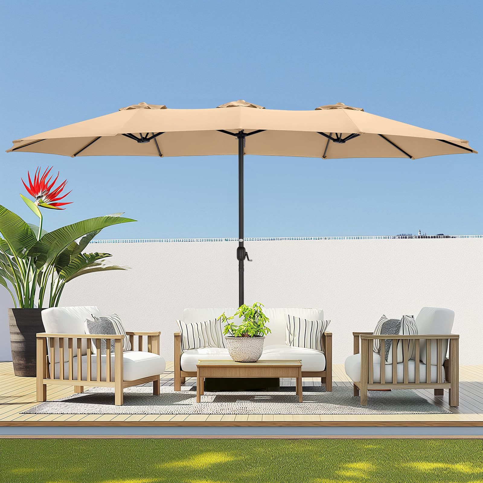 HOMSHADE Double-Sided 15ft Outdoor Umbrellas 