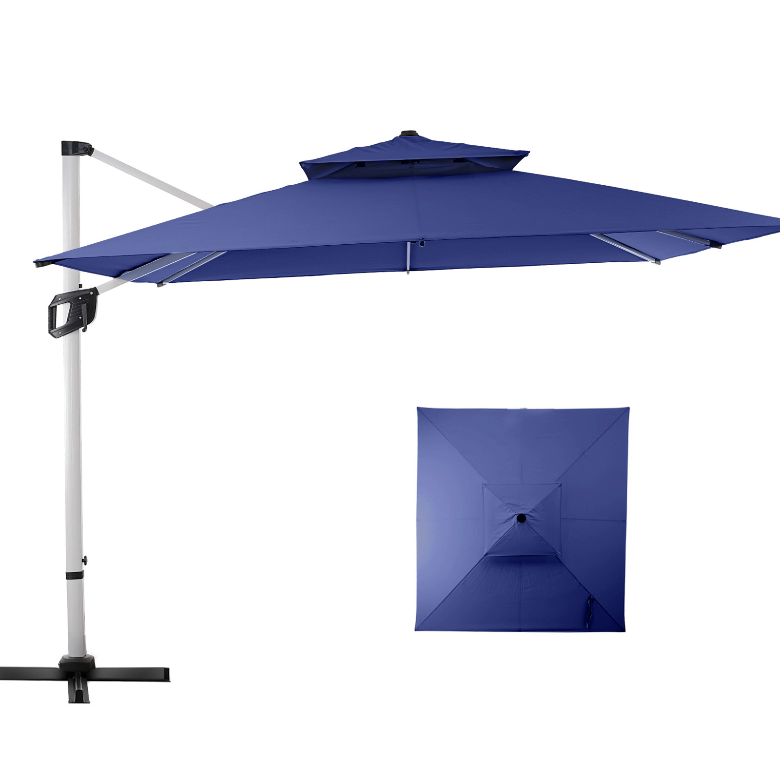 HOMSHADE Aluminum Outdoor Patio Umbrella Square Cantilever Telescopic Umbrellas