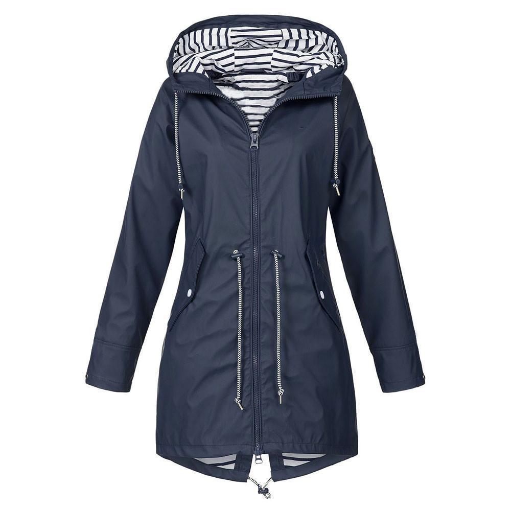 Olivoslindo Chaqueta con capucha plegable impermeable larga (envío gratis)