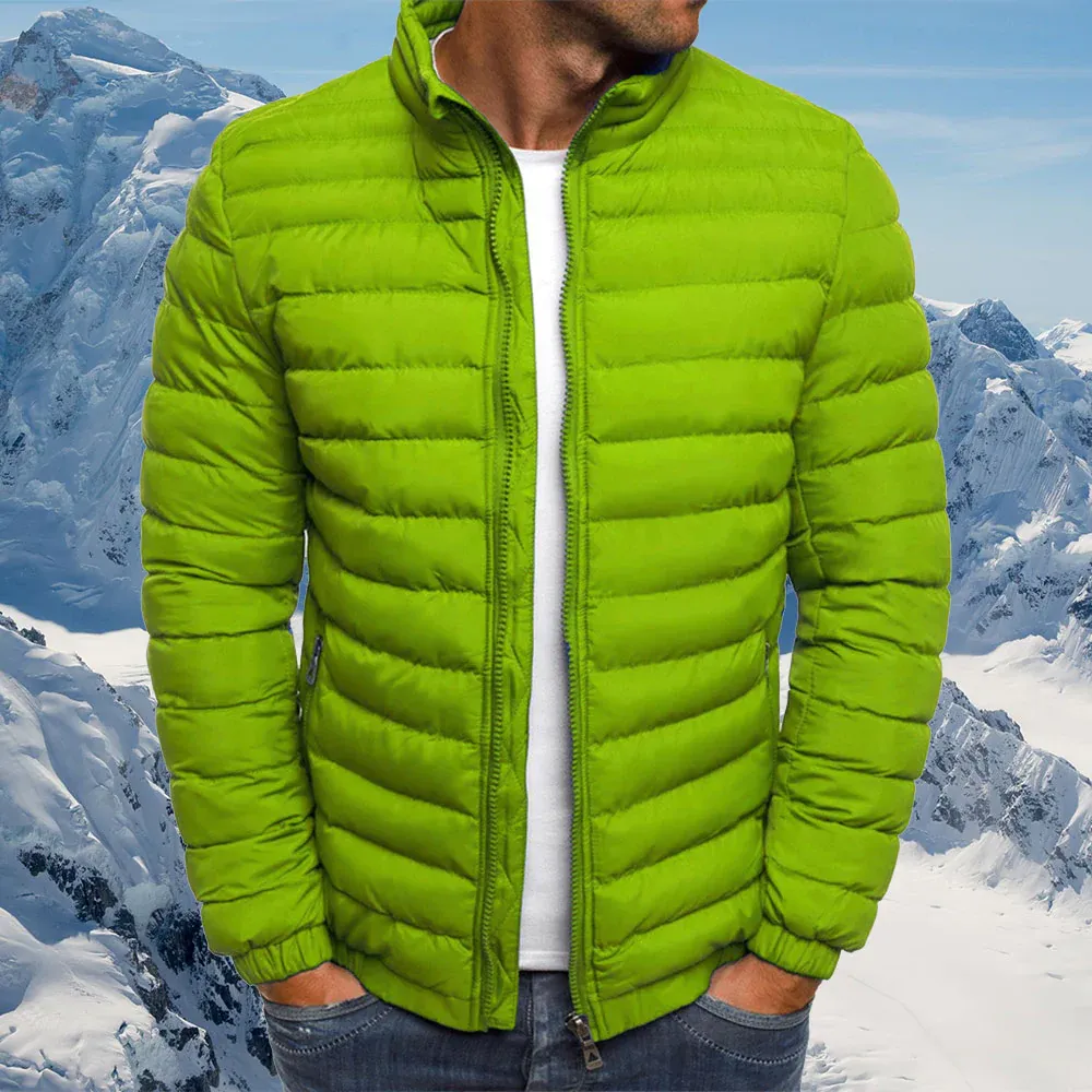 Olivoslindo Nueva chaqueta casual con cuello alto para hombre, moda de otoño e invierno