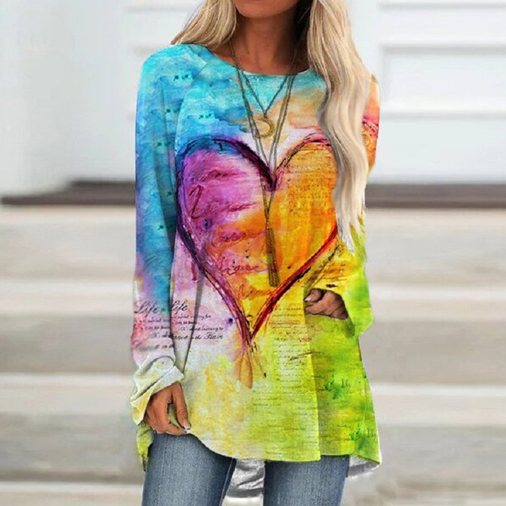 Olivoslindo Camiseta midi étnica de manga larga y cuello redondo