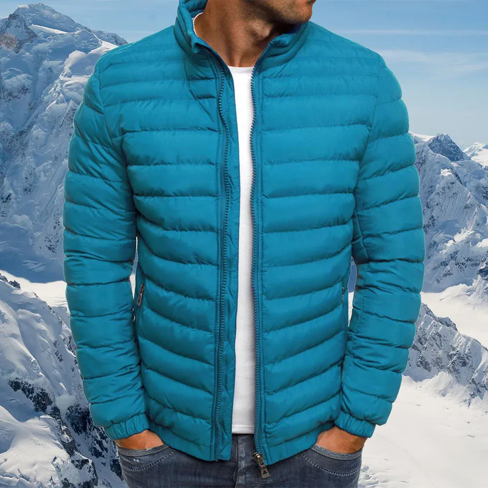 Olivoslindo Nueva chaqueta casual con cuello alto para hombre, moda de otoño e invierno