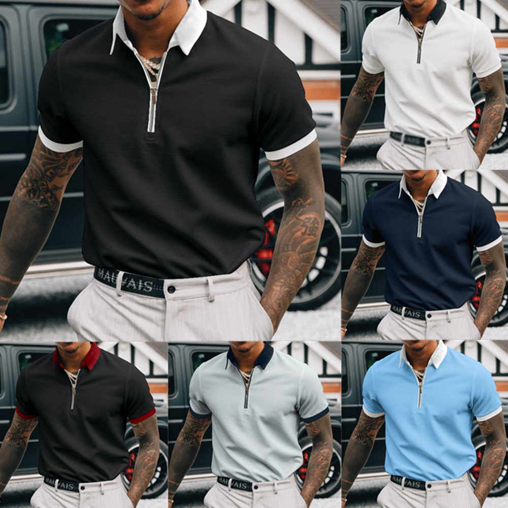 Olivoslindo Camiseta tipo polo con solapa y cremallera en color liso para hombre