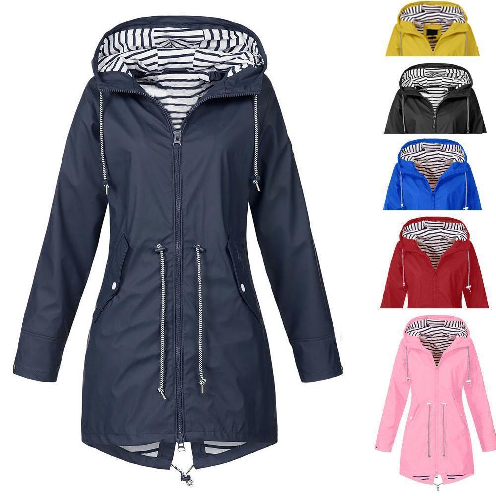 Olivoslindo Chaqueta con capucha plegable impermeable larga (envío gratis)