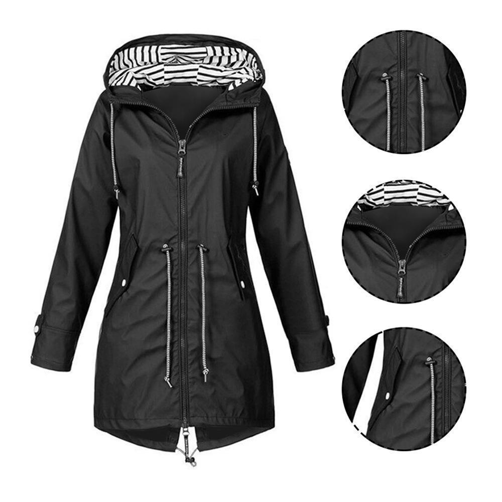 Olivoslindo Chaqueta con capucha plegable impermeable larga (envío gratis)