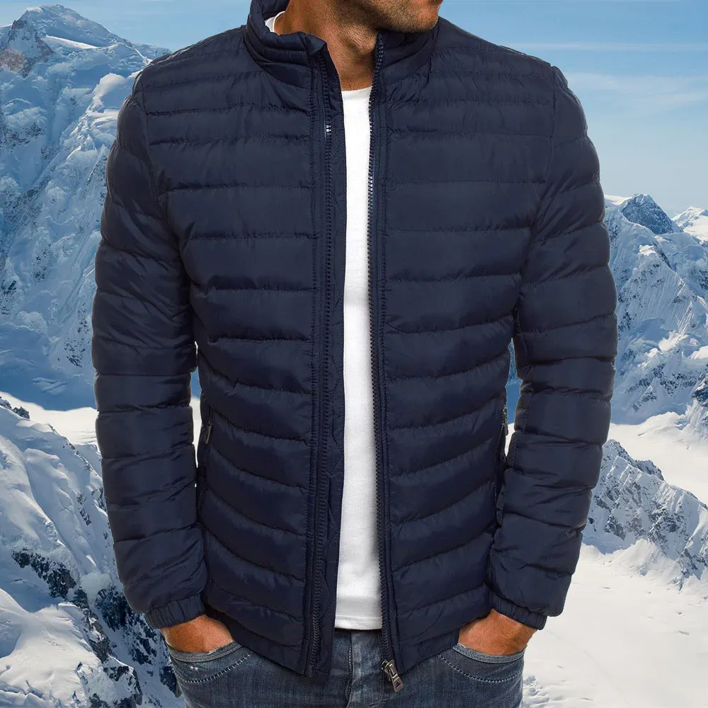 Olivoslindo Nueva chaqueta casual con cuello alto para hombre, moda de otoño e invierno