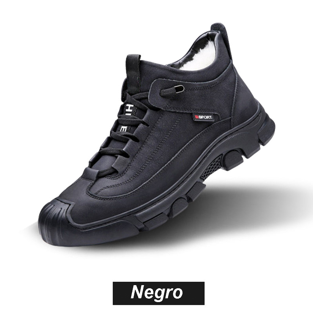 Comprar Zapatillas de deporte forradas de piel de invierno para hombre, zapatos  antideslizantes de piel sintética para exteriores, nuevos zapatos casuales  cómodos con forro polar cálido