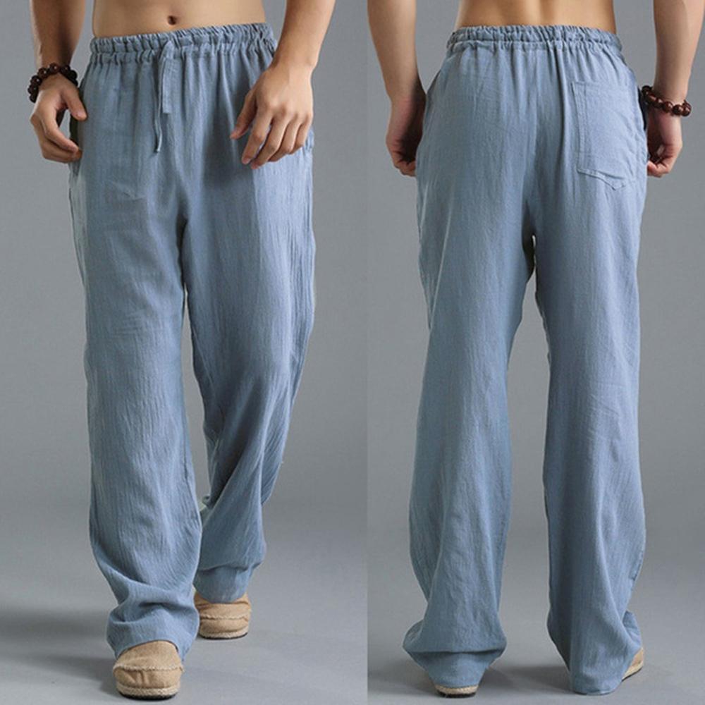 Pantalones casuales de lino transpirables sueltos de verano para hombres –  Olivoslindo