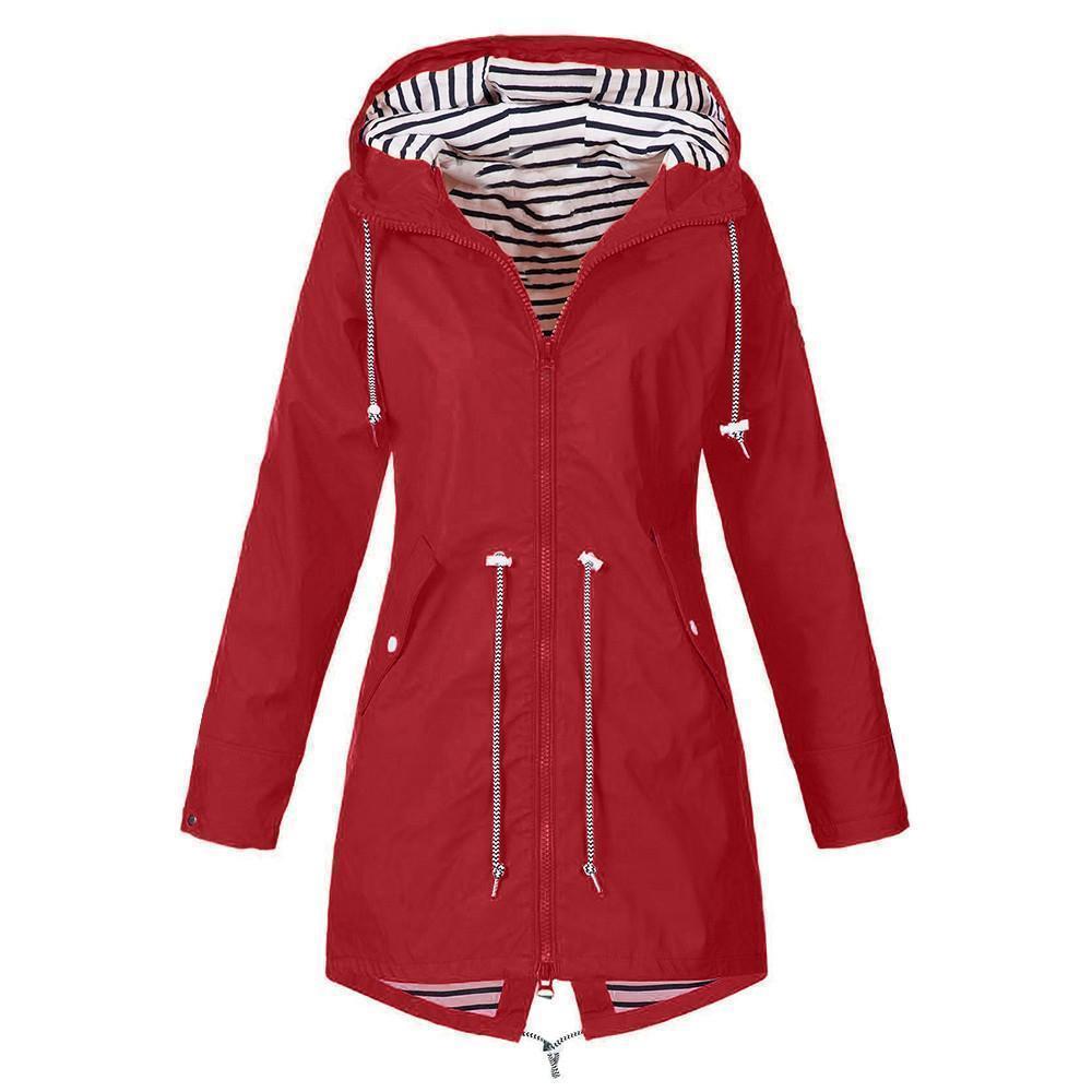 Olivoslindo Chaqueta con capucha plegable impermeable larga (envío gratis)
