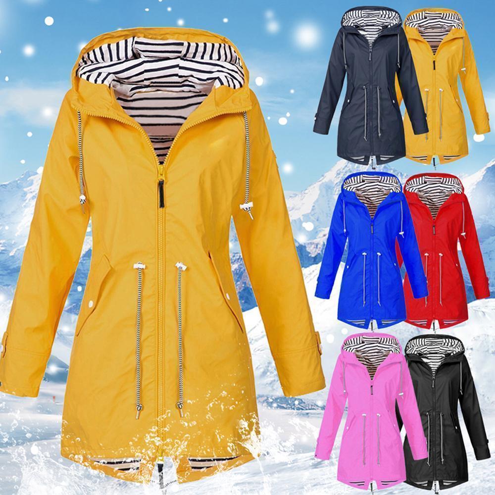 Olivoslindo Chaqueta con capucha plegable impermeable larga (envío gratis)