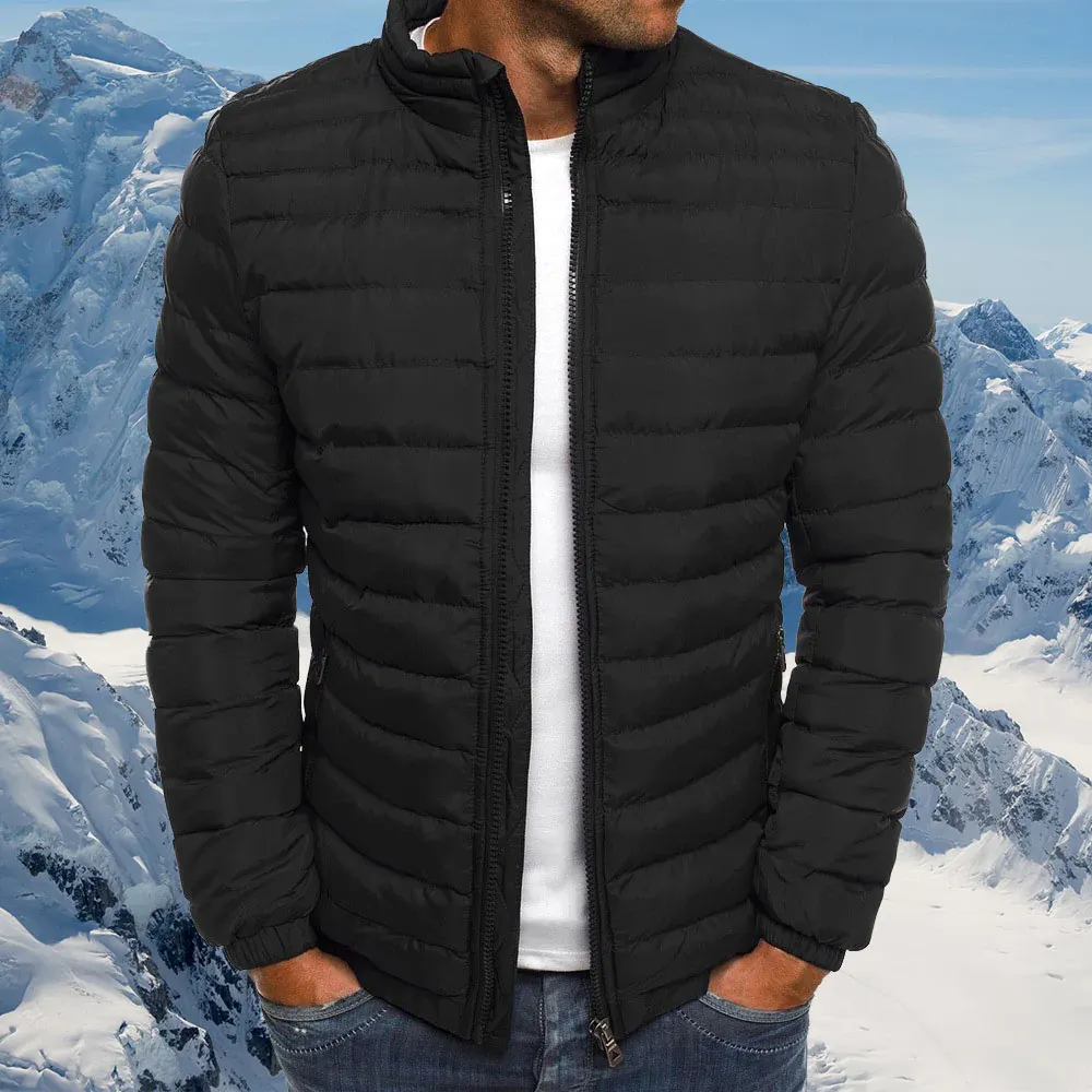 Olivoslindo Nueva chaqueta casual con cuello alto para hombre, moda de otoño e invierno