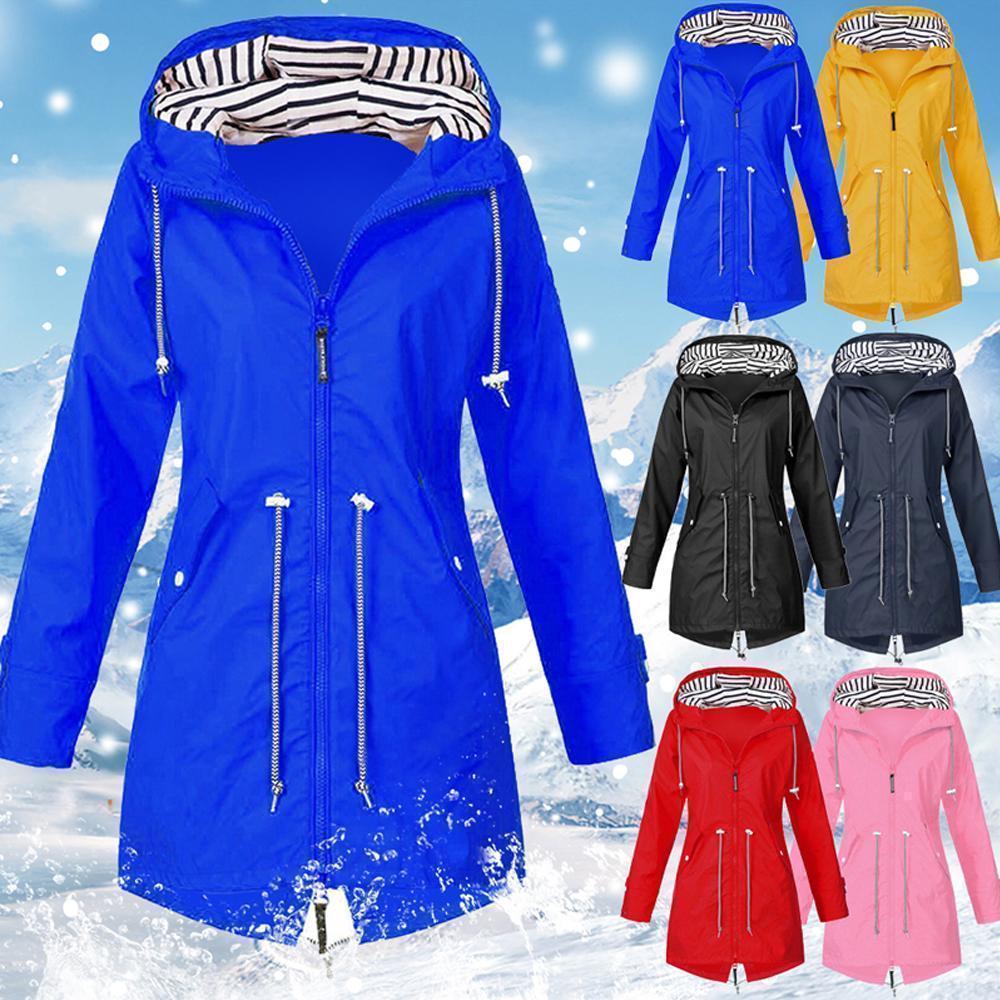 Olivoslindo Chaqueta con capucha plegable impermeable larga (envío gratis)