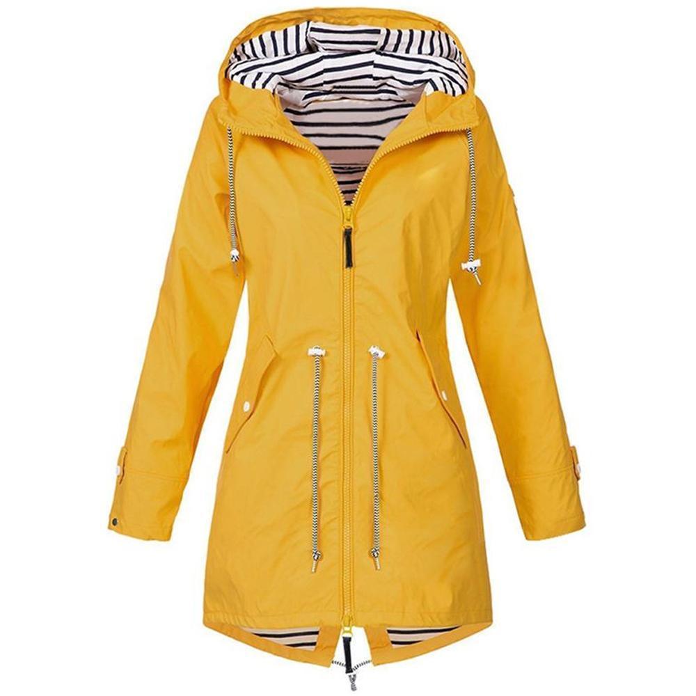 Olivoslindo Chaqueta con capucha plegable impermeable larga (envío gratis)