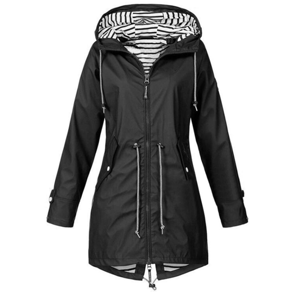 Olivoslindo Chaqueta con capucha plegable impermeable larga (envío gratis)